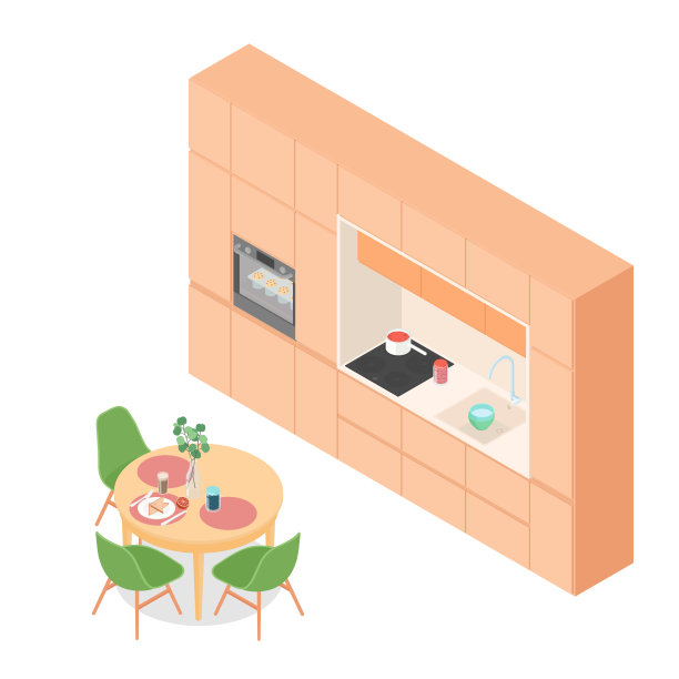 等距的厨房图片下载