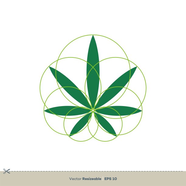 大麻叶子大麻杂草图标矢量标志模板插图设计。向量EPS 10。图片下载