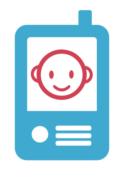 简单的矢量图标的婴儿监视器显示手机与婴儿头部显示图片下载