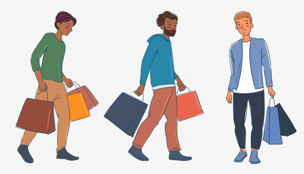 带着购物袋微笑的男人图片下载