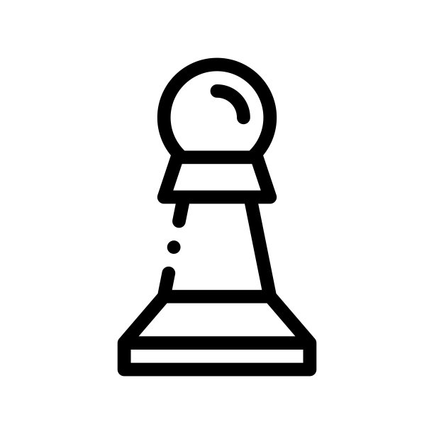交互式儿童游戏象棋矢量细线图标图片下载