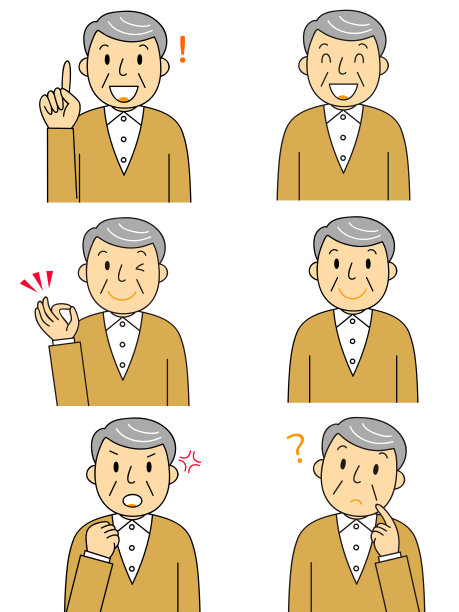 老一代男性手势插图集图片下载