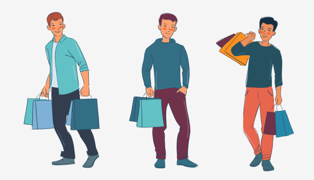 带着购物袋微笑的男人图片下载