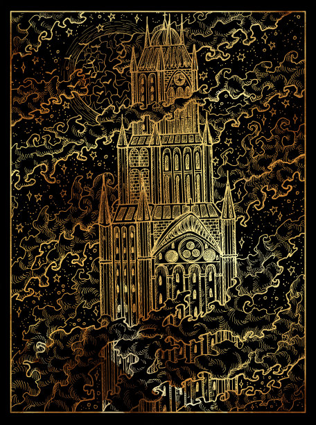 塔楼或城堡。神秘巫术的概念为莱诺芒神谕塔罗牌图片下载