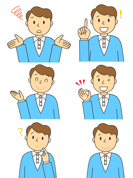 男性手势插图套装图片下载