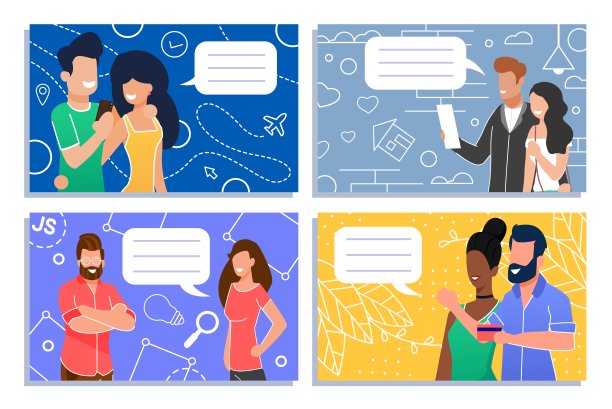 男人和女人社会团体谈话平面设置图片下载