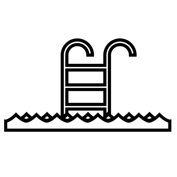 楼梯池线图标孤立在白色背景上图片下载