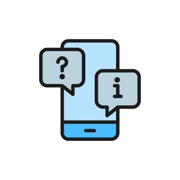 智能手机与聊天云，常见问题和答案的平面颜色图标。图片下载