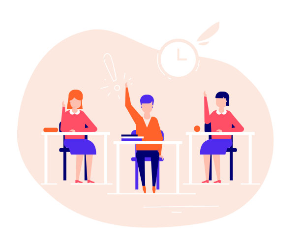 对学生的课文-平面设计风格插画图片下载