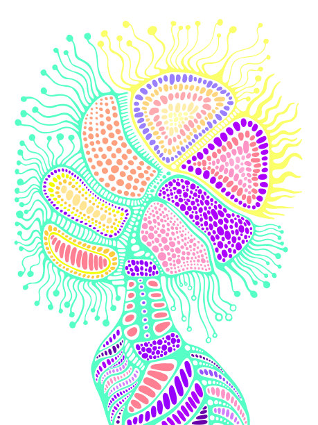 彩色奇幻迷幻抽象萨满教装饰，柔和的色彩，孤立的白色背景。幻想波西米亚元素。矢量手绘插图超现实涂鸦绘画。图片下载