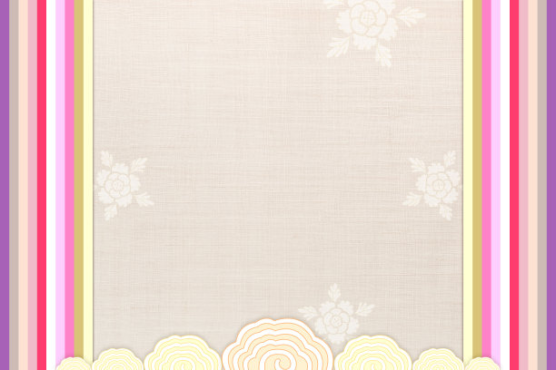 韩国传统背景的苎麻织物与花卉图案。韩国节日贺卡的概念。图片下载