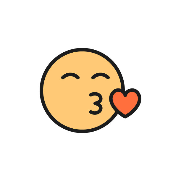 笑脸，吻平色图标。图片下载