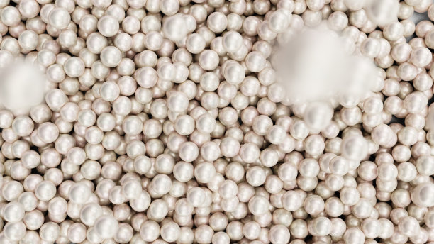 珍珠。女人用的漂亮珠宝。把珍珠堆起来。下降的珍珠。三维渲染图片下载