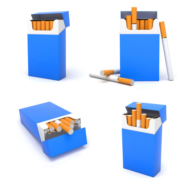 蓝色空白香烟包。棕色的过滤器图片下载