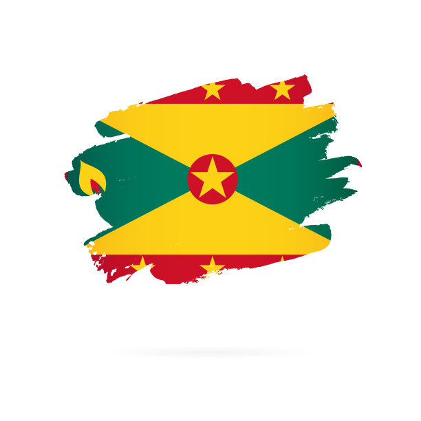 格林纳达国旗。矢量插图上的白色背景。图片下载
