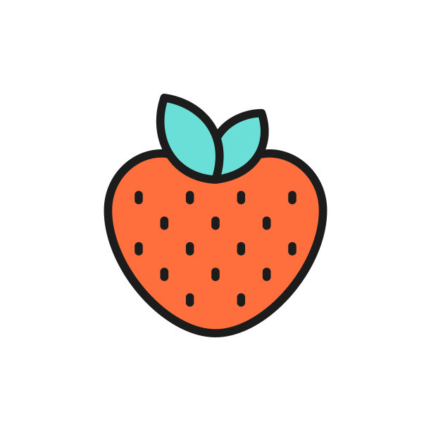 草莓平面颜色图标。图片下载