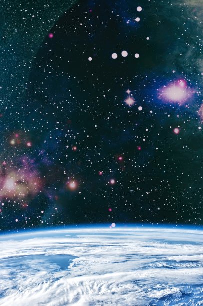 在黑色背景上闪耀着闪亮的蓝色恒星粒子运动，在宇宙空间背景下的星系星光星云。这张照片由美国宇航局提供图片下载