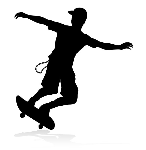 溜冰者滑板运动员剪影图片下载