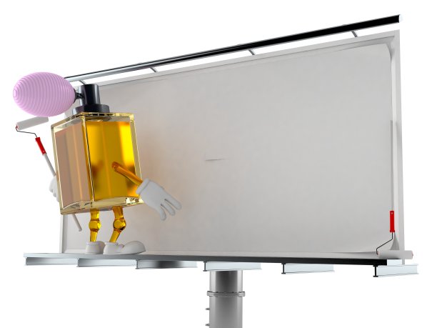 香水字符与空白广告牌图片下载