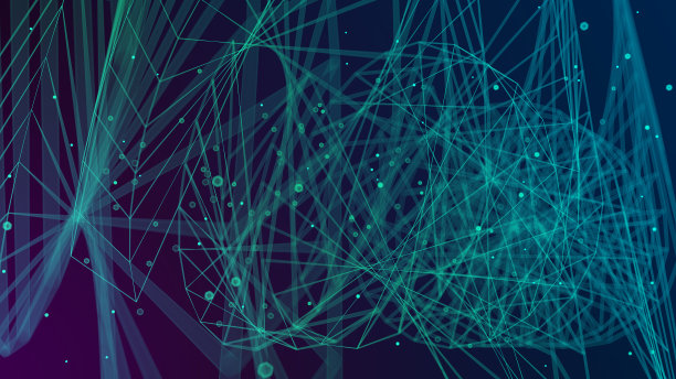 抽象大数据未来主义灯光墙纸背景设计。科学暗纹带结构网和圈。现代商业空间点插画与散景。三维渲染图片下载