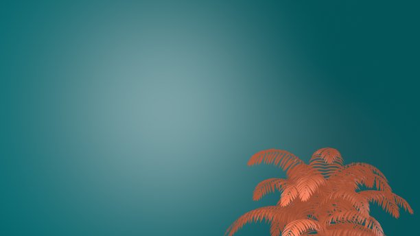 生活的翡翠珊瑚热带棕榈树的叶子在蓝色的绿色背景图片下载