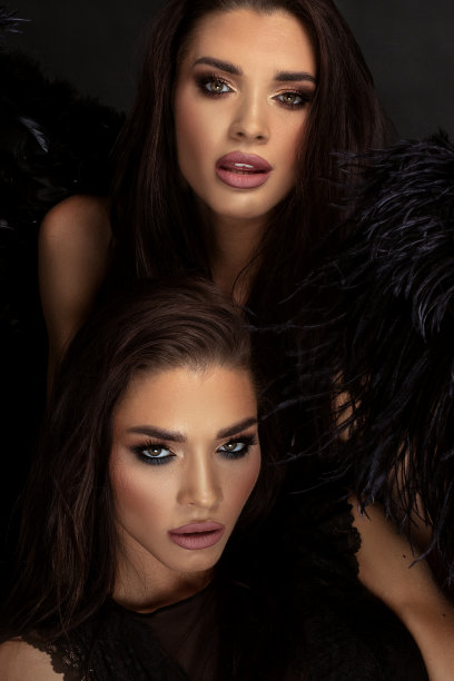 两个性感双胞胎姐妹的肖像。图片下载