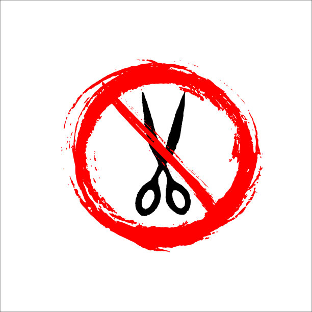 禁止标志和手绘剪刀-垃圾图片下载