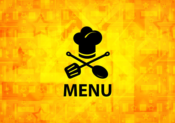 菜单(餐厅图标)黄色背景图片下载