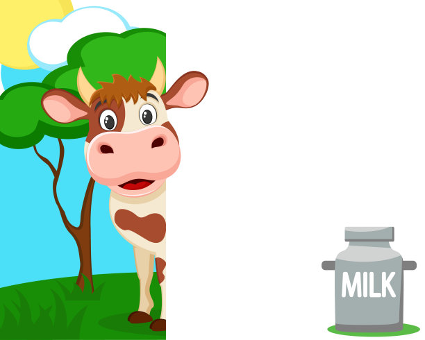 奶牛在自然背景的白色盾牌后向外看。图片下载