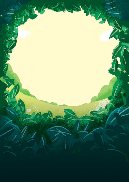 树叶背景卡通插图框架图片下载