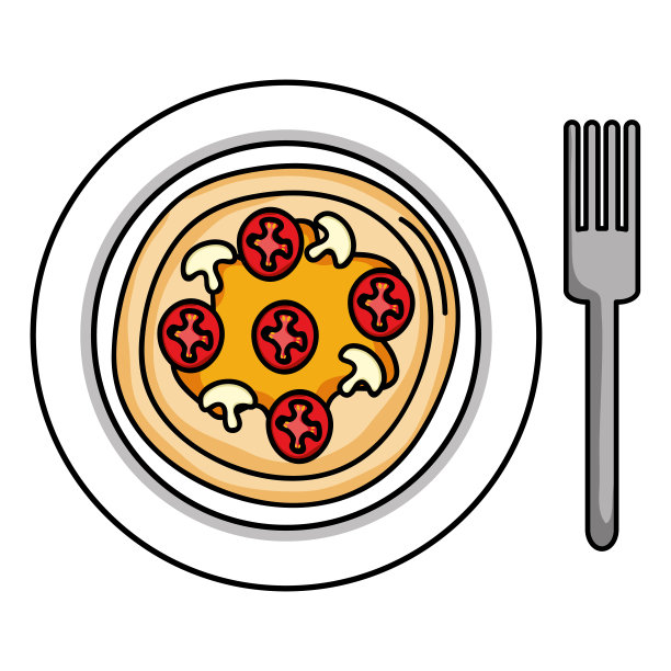 配美味的意大利披萨和叉子图片下载