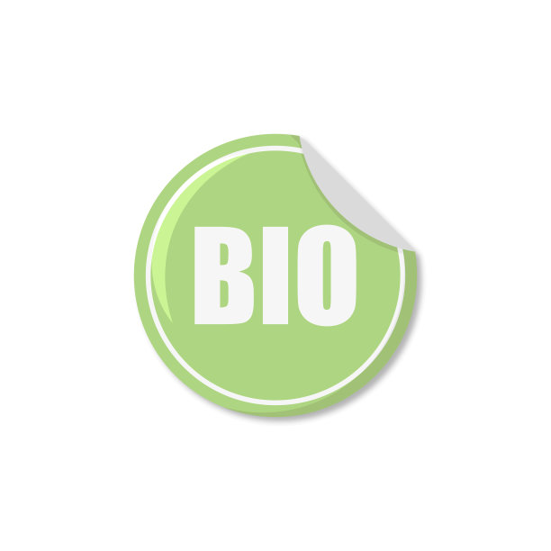 绿色曲线贴纸，BIO符号，向量图片下载