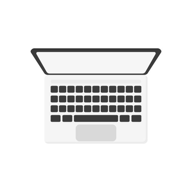 笔记本电脑俯视图在平面风格，矢量图片下载