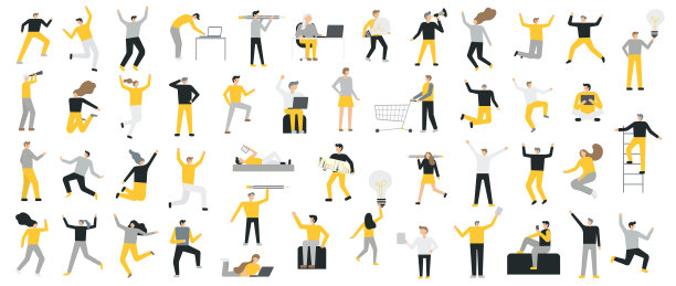 一组业务人员的平面图标。平的现代风格图片下载