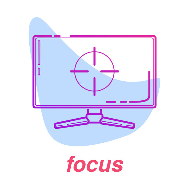 游戏焦点图标，电子竞技技能，矢量线概念与监视器孤立的背景图片下载