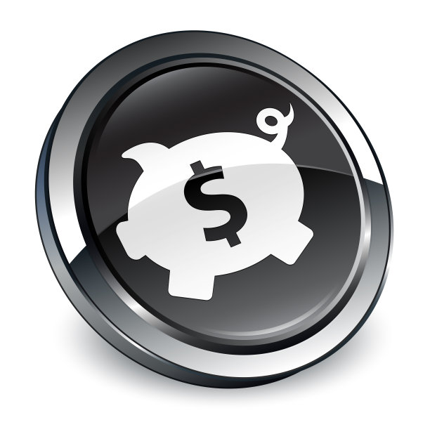 小猪储蓄罐美元标志图标3d黑色圆形按钮图片下载