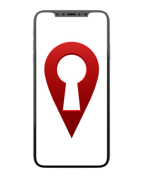 智能手机上的锁孔别针图片下载