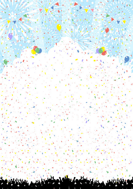 人群和烟花气球在天空中图片下载