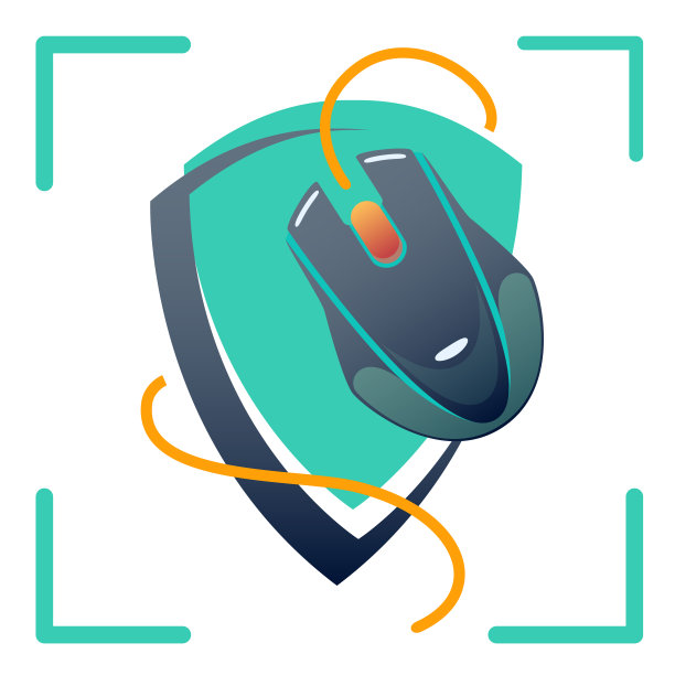 电子竞技概念，游戏标志与盾牌和游戏鼠标在一个绿色框架，矢量平面图标在休闲风格图片下载