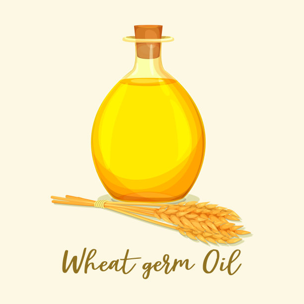 小麦胚芽油在玻璃器皿瓶靠近耳朵图片下载