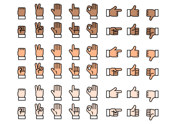 手指图标设置。矢量插图。图片下载