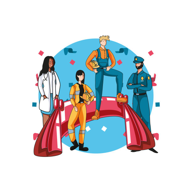 五一劳动节同工友们一起贴上快乐的标签图片下载