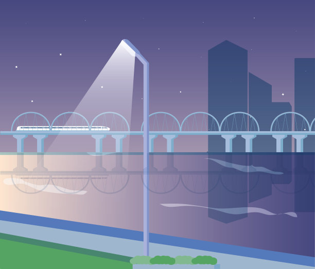 城景楼夜景桥图片下载