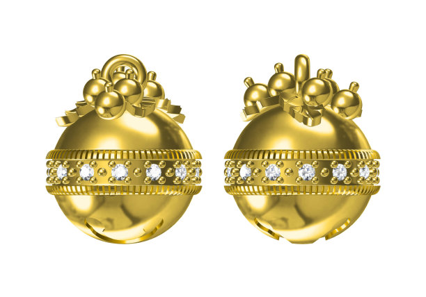美丽的耳环上的白色背景，3D渲染。图片下载