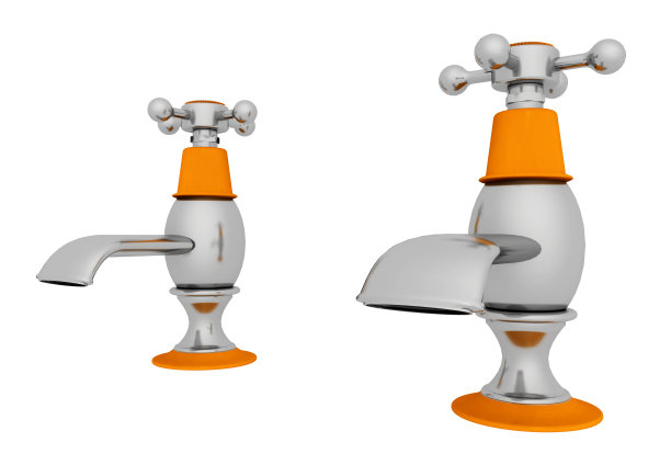 两个水龙头孤立在白色背景上图片下载