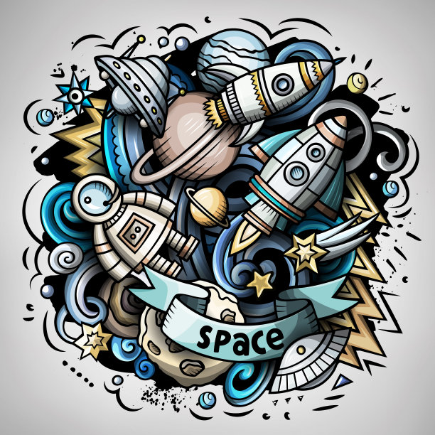 卡通矢量涂鸦空间插图素材图片