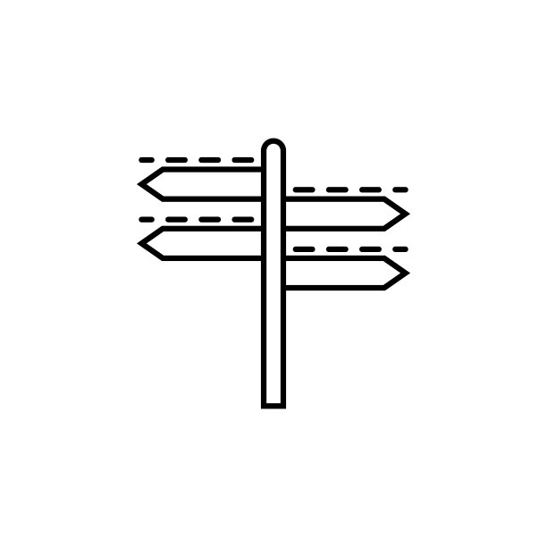 路标黄昏风格的图标。移动概念和web应用程序的旅游图标元素。细线路标黄昏风格的图标可以用于网页和手机图片下载