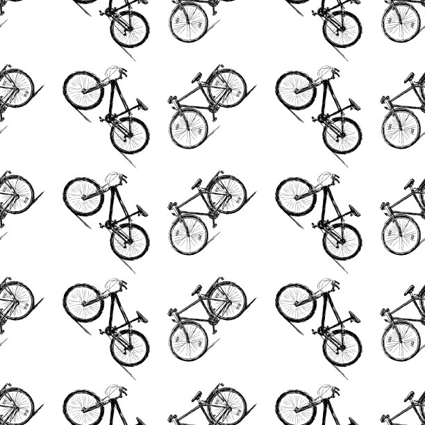 无缝模式的自行车草图图片下载