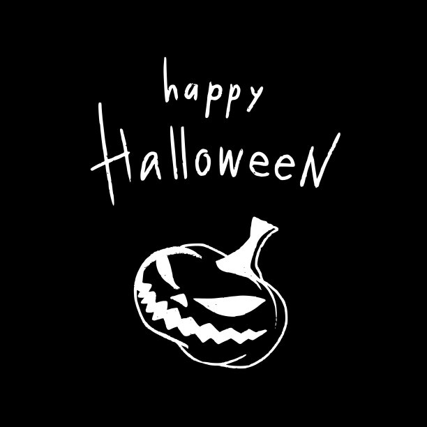 手绘万圣节设计的卡片，横幅或聚会邀请与可怕的南瓜和处理。矢量插图。图片下载