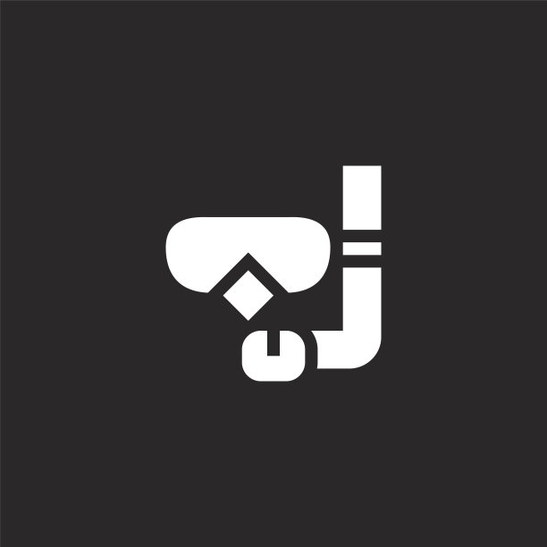 潜水图标。充满通气管图标的网站设计和移动，应用程序开发。通气管图标从充满夏季聚会收集孤立的黑色背景。图片下载